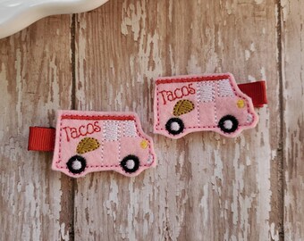 NoSlip Hair Clip Baby Girl Hair Clip Pigtail Hair Clip Set Taco Hair Bow Taco Hair Clip OR Headband Taco Barrette Toddler Hair Clip