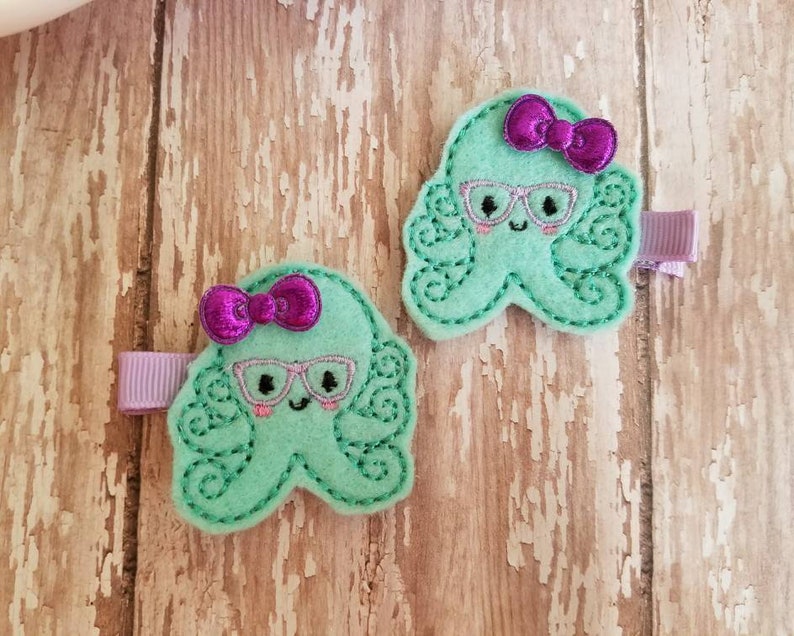 Octopus Hair Clip Octopus Hairbow Octopus Hair Clips Felt Etsy