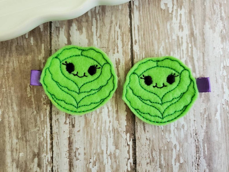 Lettuce Hairbow Lettuce Felt Clip Lettuce Hair Clip Barrettes Hair Clippies Veggie Hair Clip Hair Bow Toddler Hair Bow