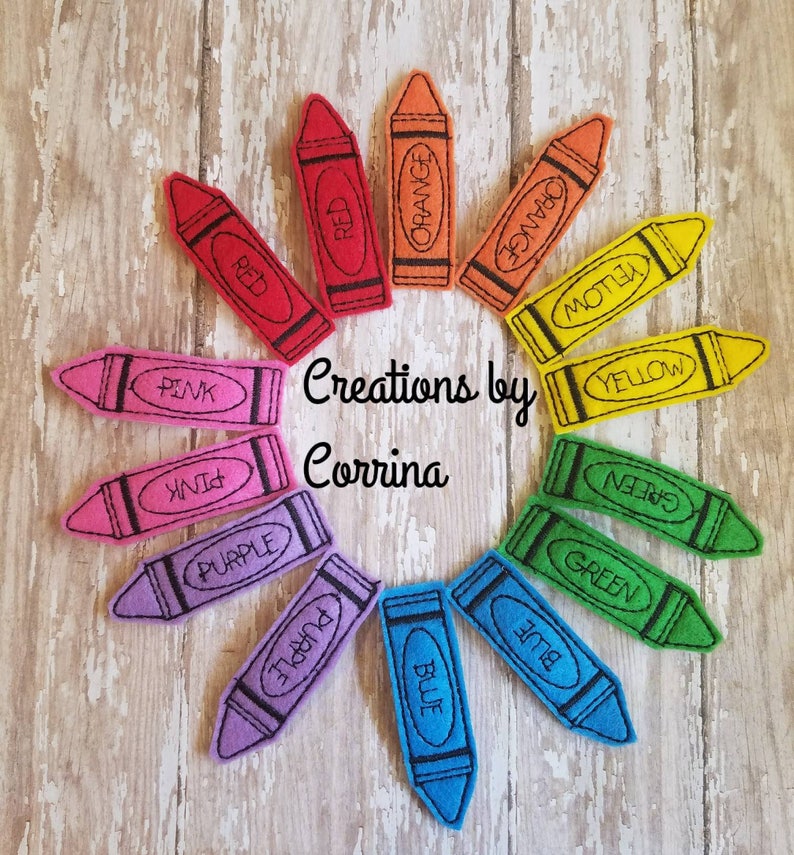 Crayon Hair Clips, School Crayon Hair Clips, Felt Hair Clips, Hair Clippies, Hair Bows, Back to School, Hair Bows, Toddler, Girls, Barrette image 2