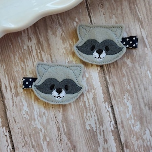 Raccoon Hair Clips, Raccoon Hair Bows, Raccoon Hair Clip,  Hair Accessories, Felt Hair Clips, Hair Clip, Barrettes, Todder Gift, Girl Gift