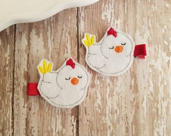 Hen Hair Clip, Hen Hair Clips,  Chicken Hair Clip, Felt Hair Clip, Felt Hair Bows, Hair Clippies, Hair Bow Clips, Bows For Girls, Barrettes