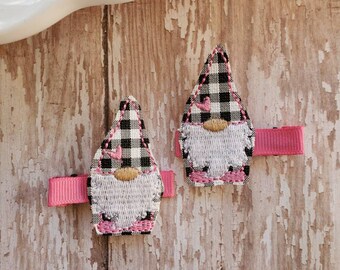 Valentines Gnomes, Valentines Hair Clip, Gnome Hair Clips, Valentines Hair Clips, Felt Hair Clip, Toddler Hair Clip, Hair Clip
