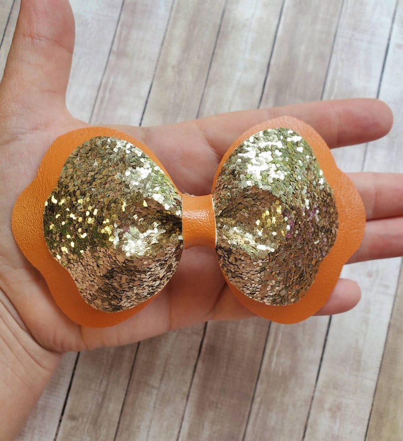 Orange glitter bow Hair Clip Barrette Toddler Hair Clip Fall Hair Bow Fall Bow Fall Hair bow Fall Hair Clips Hair Clips