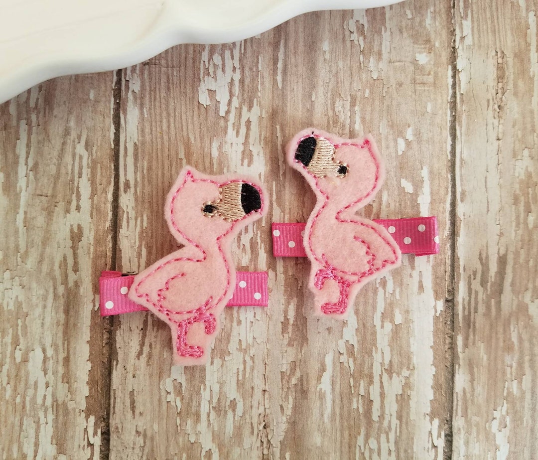 Pink Flamingos Felt Hair Clips Set Pink Flamingo Hair Clips Etsy