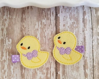 Duck Hair Clips, Easter Hairclip, Hair Clips, Easter Hair Bow, Felt Hair Clips, Hair Clippies, Hair Bows, Easter Clips, Todder,  Barrettes