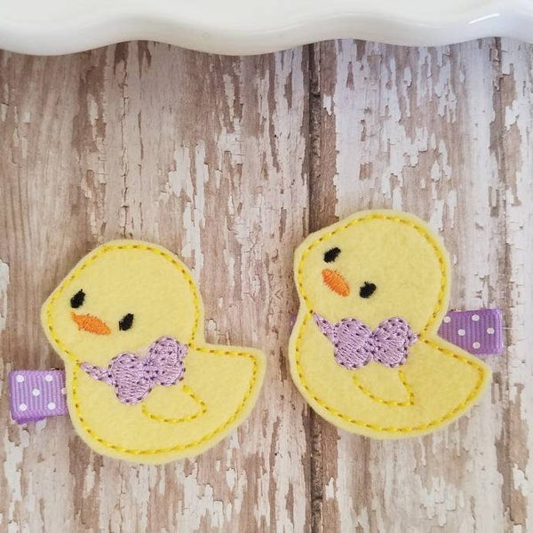 Duck Hair Clips, Easter Hairclip, Hair Clips, Easter Hair Bow, Felt Hair Clips, Hair Clippies, Hair Bows, Easter Clips, Todder,  Barrettes