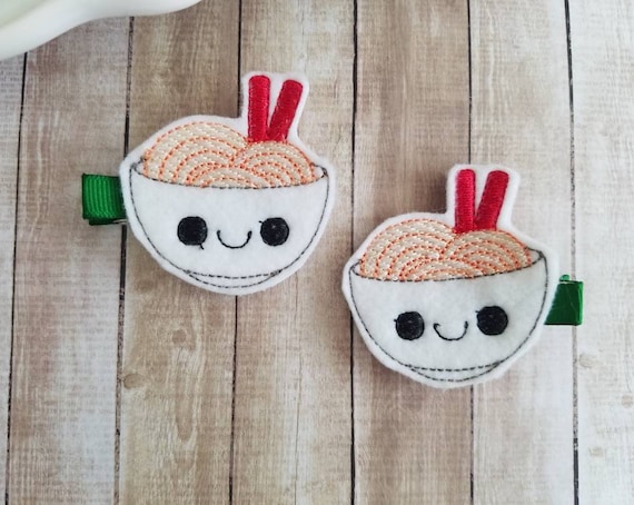 Noodle Bowl Hair Clip, Bowl of Noodles Hair Bow, Noodle Hair Clips