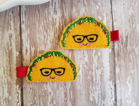 Taco Hair Clip, Taco Hair Bow, Taco Tuesday, Taco Twosday, Felt Hair Clip, Hair Bow clips, Barrettes, Toddler Hairclips, Food Hair Clip