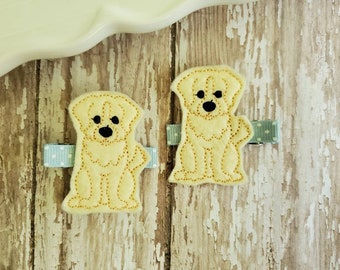 Dog Hair Clip, Golden Dog Hair Clip, Dog Hairbow, Felt Hair Clips, Animal Hair Clips, Hair Bow, Hair Clippies, Hair Bow clips, Barrettes
