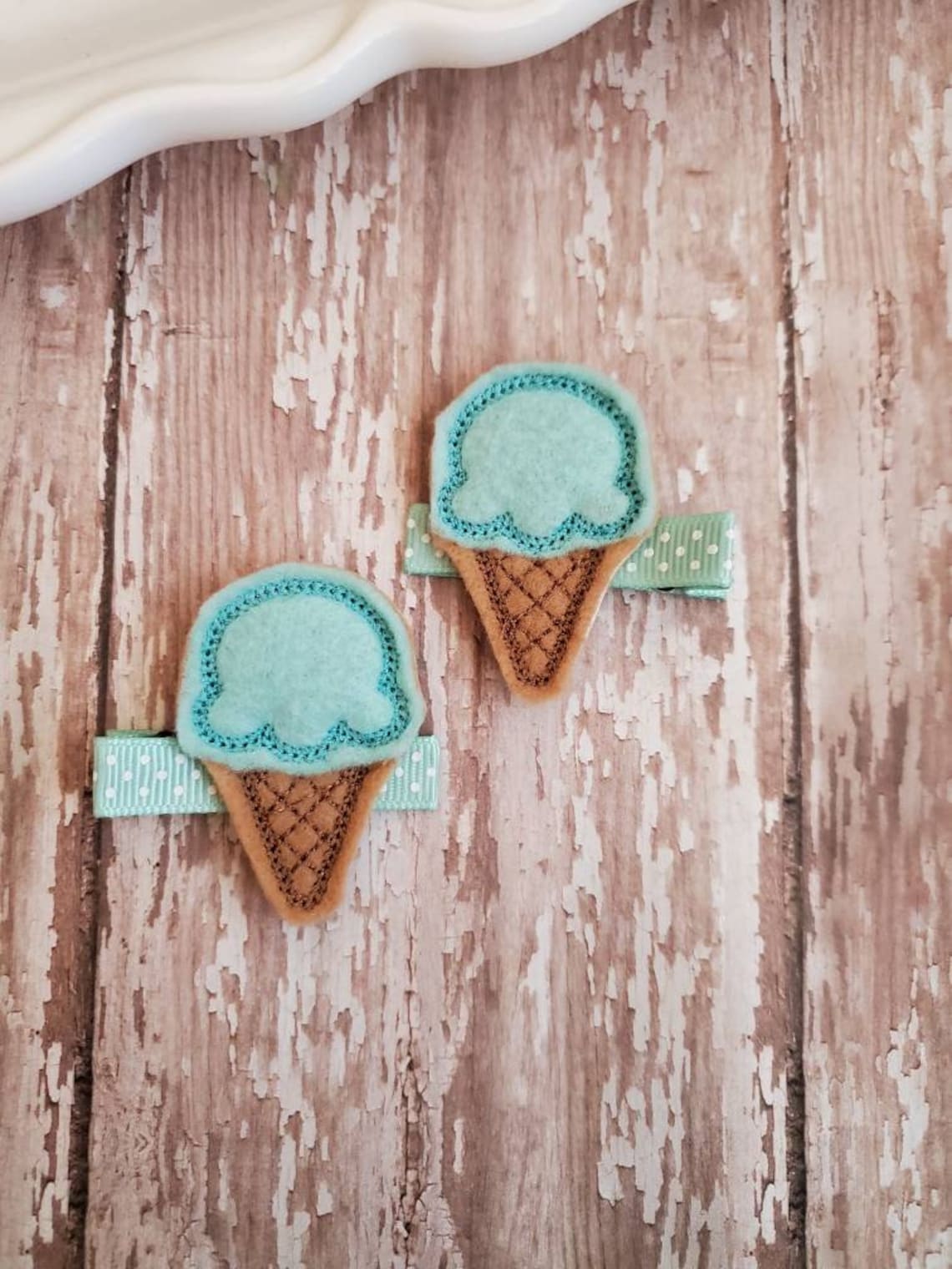 Ice Cream Hair Clip Ice Cream Hair Bow Ice Cream Cone Felt Etsy