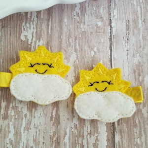Sun Hair Clips, Sun Hair Clip, Sun Hairbow, Hair Clips, Summer Hair Clips, Sunshine hair, Hair Bow, Hair Clippies, Hair Bow clips, Barrettes