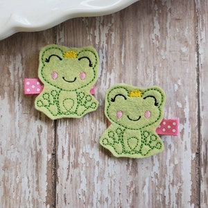 Prince Frog Hair Clip, Frog Hair Clip, Valentine Hair Clip, Hair Accessories, Felt Hair Clis, Hair Clippies, Hair Bows, Toddler,  Barrettes