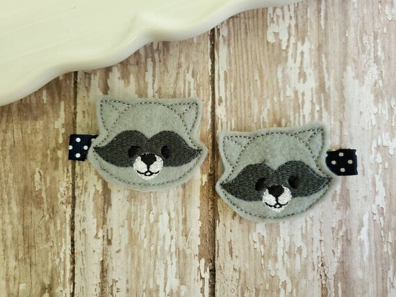 Raccoon Hair Clips, Raccoon Hair Bows, Raccoon Hair Clip