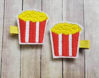 Pop Hair Clip, popcorn Hair Clips, Felt Hair Clip, popcorn Felt Clip, Felt Hair Bows, Hair Clippies, Hair Bows, Hair Bow Clips, Barrettes