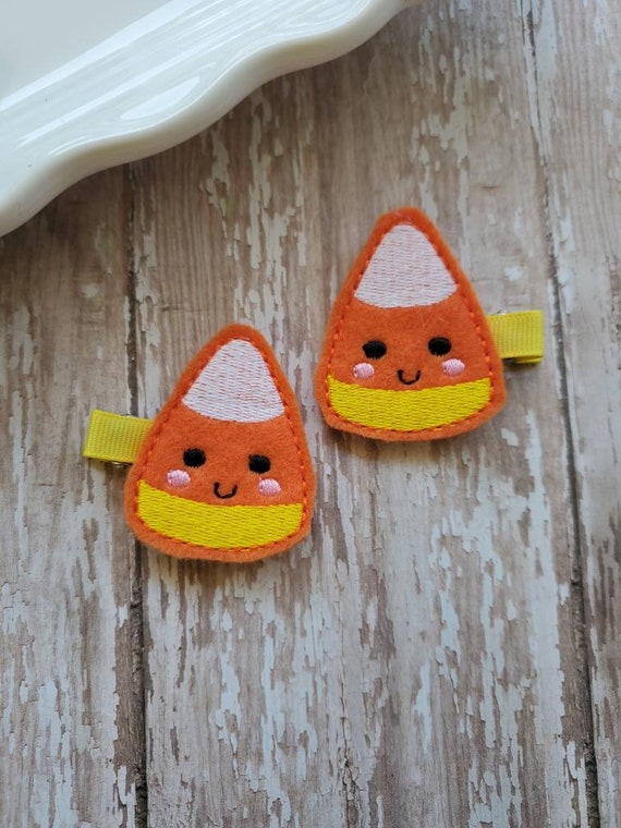 Candy Corn Hair Clips, Halloween Hair Clips, Candy Hair Clippies, Hair Clips,  Girl Hair Clips, Toddler, Halloween Hair Bows, Barrettes, 