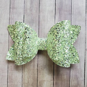 Glitter Bow, Neon yellow Glitter Bow, Yellow Glitter Bow,  Hair Accessories, Glitter Bow Headband, Hair Clip, Hair Bow, Big Bow, Barrette