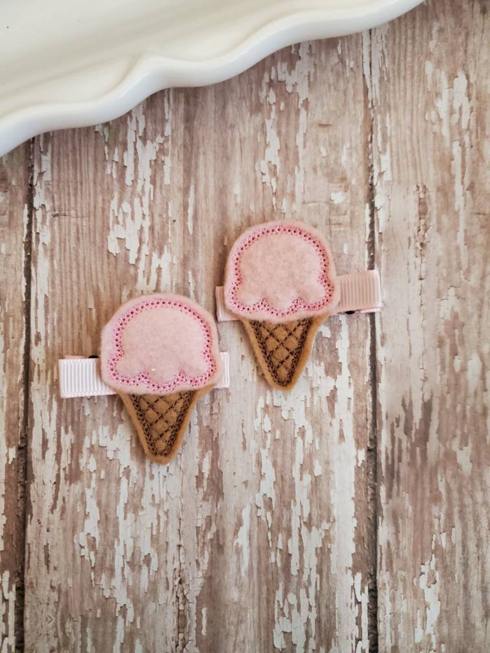 Ice Cream Hair Clip Ice Cream Hair Bow Ice Cream Cone Felt Etsy