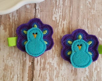 Peacock Hair Clip, Peacock Hair Bow, Peacock Hair Accessories, Hair Clips, Felt Hair Clip, Hair Bow Clips, Toddler Hair Clips, Barrette