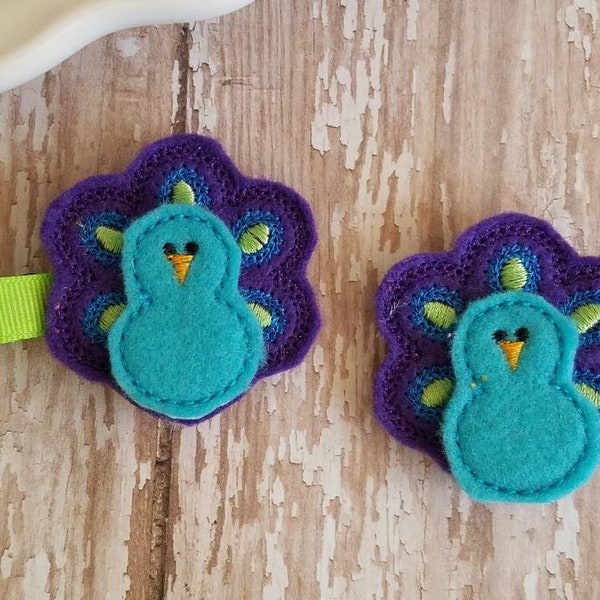 Peacock Hair Clip, Peacock Hair Bow, Peacock Hair Accessories, Hair Clips, Felt Hair Clip, Hair Bow Clips, Toddler Hair Clips, Barrette