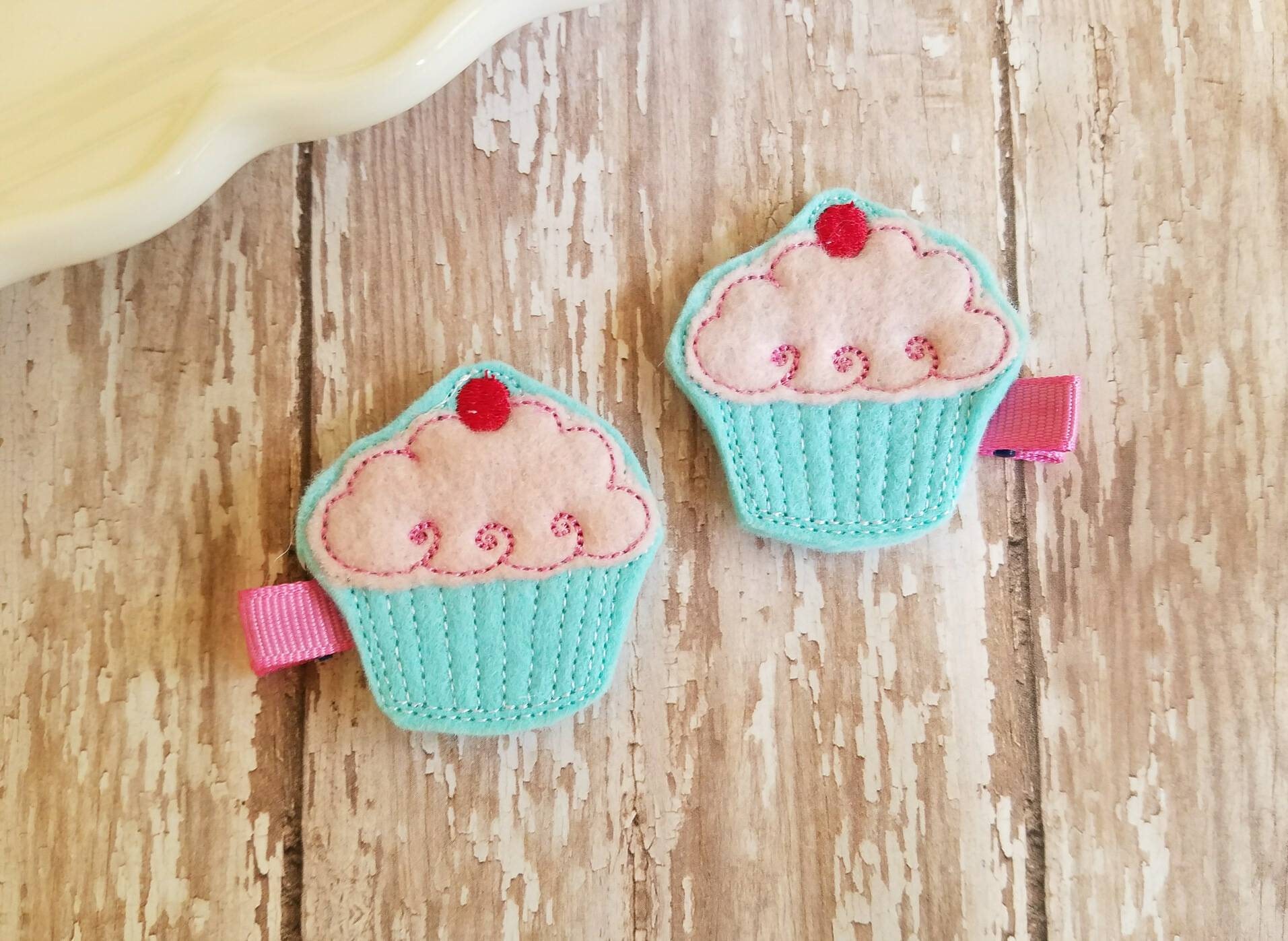 Cupcake Hair Clips Cupcake Hair Bow Cupcake Hairbow Felt Etsy Singapore