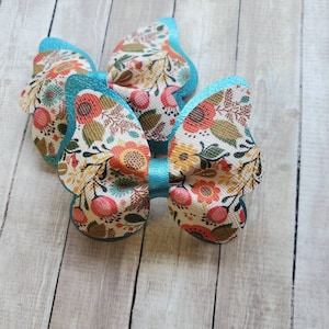 Floral Hair Clip, Butterfly Bow, Butterfly Hair Clip, Fall Hair Bow,  Hair Accessories, Floral Fall Bow Headband, Hair Clip,
