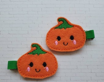 Pumpkin Hair Clip, Pumpkin Hairclip, Pumpkin Clip, Felt Hair Clips, Toddler Gift, Fall Hair Clips, Hair Clippies, Hair Bows, Barrettes