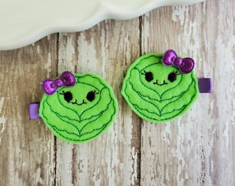 Lettuce Hair Clip, Lettuce Hairbow, Lettuce Felt Clip, Veggie Hair Clip,  Hair Bow, Hair Clippies, Toddler Hair Bow,  Barrettes