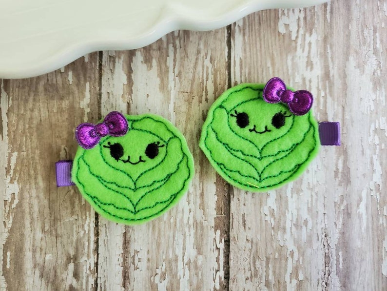 Lettuce Hairbow Lettuce Felt Clip Lettuce Hair Clip Barrettes Hair Clippies Veggie Hair Clip Hair Bow Toddler Hair Bow
