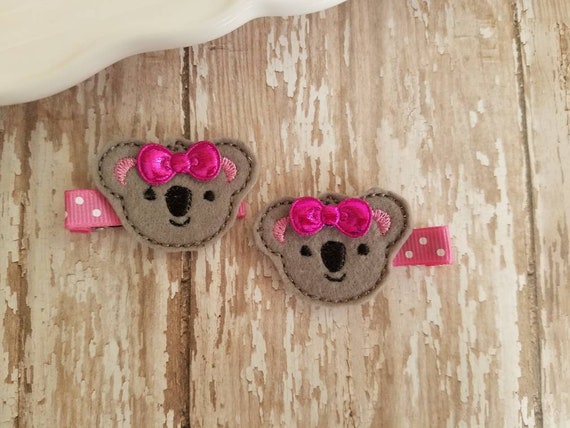 Koala Accessories Koala Hair Clips Koala Hair Clip Koala Hair Bow Hair Clippies Toddler Girls Hair Bows Hair Bow Clips Barrettes Etsy UK