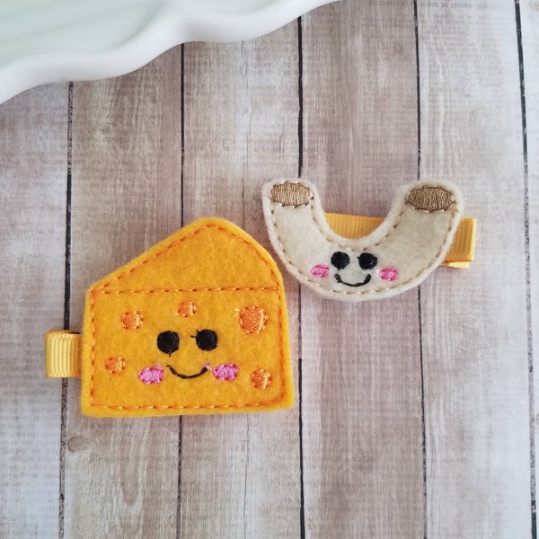 Cheese Hair Clip, Cheese Hair Bow, Mac Cheese Hair clip, Felt Hair Clip, Felt Hair Clips, Toddler Hair Clip, Hair Clips, Barrettes