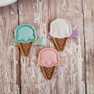 Ice Cream Hair Clip, Ice Cream Hair Bow, Ice Cream Cone, Felt Hair Clip,Toddler Hair Clip, Baby Hair Clips, Hair Clips, Barrettes