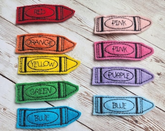 Crayon Hair Clips, School Crayon Hair Clips, Felt Hair Clips, Hair Clippies, Hair Bows, Back to School, Hair Bows, Toddler, Girls, Barrette