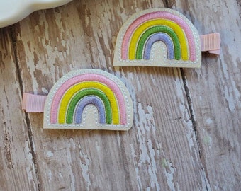 Rainbow Hair Clip, Rainbow Hair Bow, Rainbow Hair Accessories, Felt Hair Clip, Hair Clippies, Hair Bow Clips, Bows For Girls, Barrettes