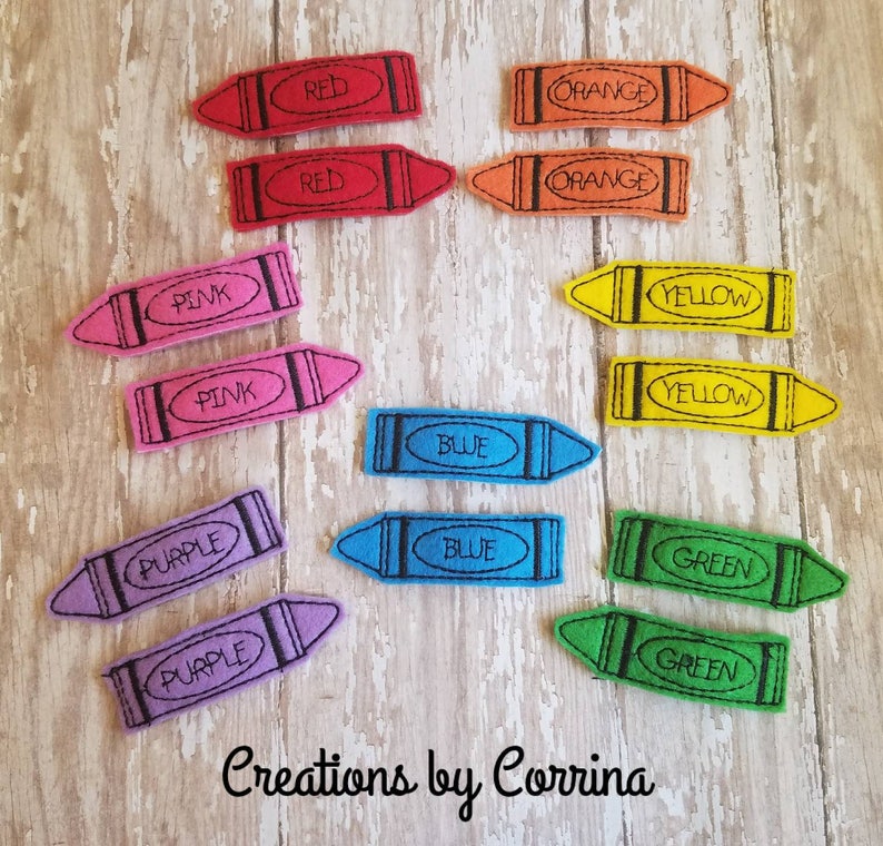 Crayon Hair Clips, School Crayon Hair Clips, Felt Hair Clips, Hair Clippies, Hair Bows, Back to School, Hair Bows, Toddler, Girls, Barrette image 3