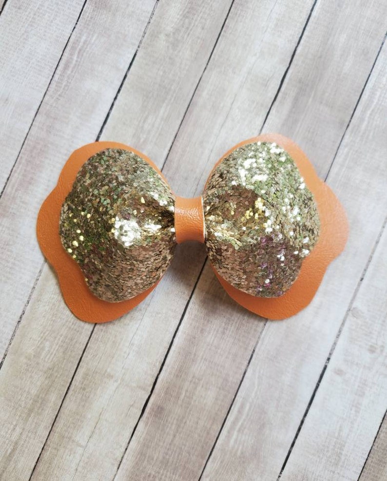 Orange glitter bow Hair Clip Barrette Toddler Hair Clip Fall Hair Bow Fall Bow Fall Hair bow Fall Hair Clips Hair Clips