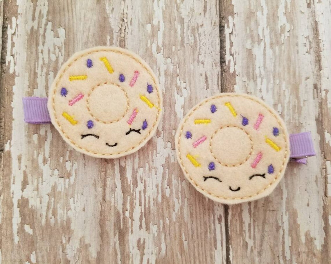 Donut Hair Clip Donut Hair Bow Donut Hair Accessories Felt Etsy