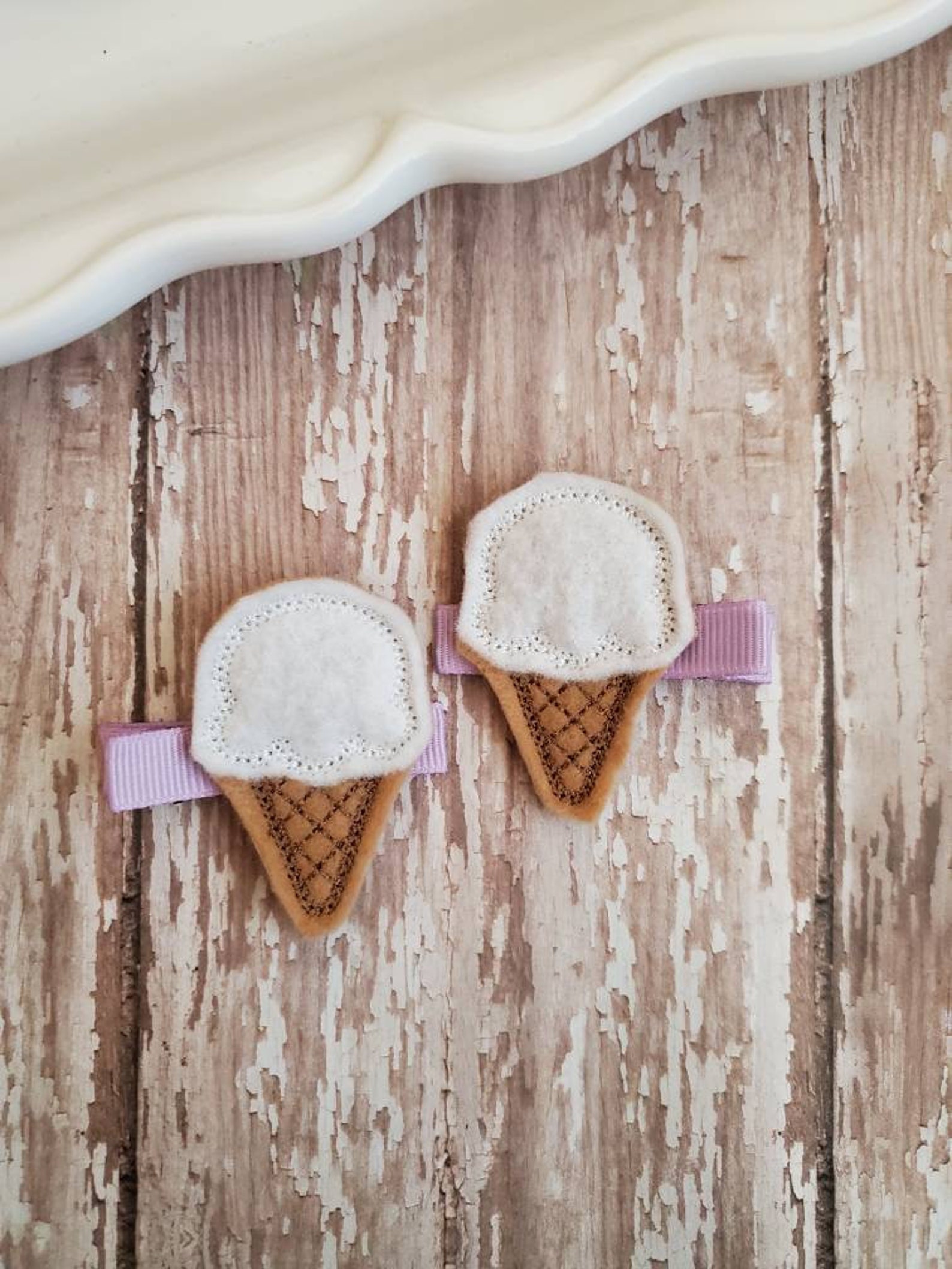 Ice Cream Hair Clip Ice Cream Hair Bow Ice Cream Cone Felt Etsy