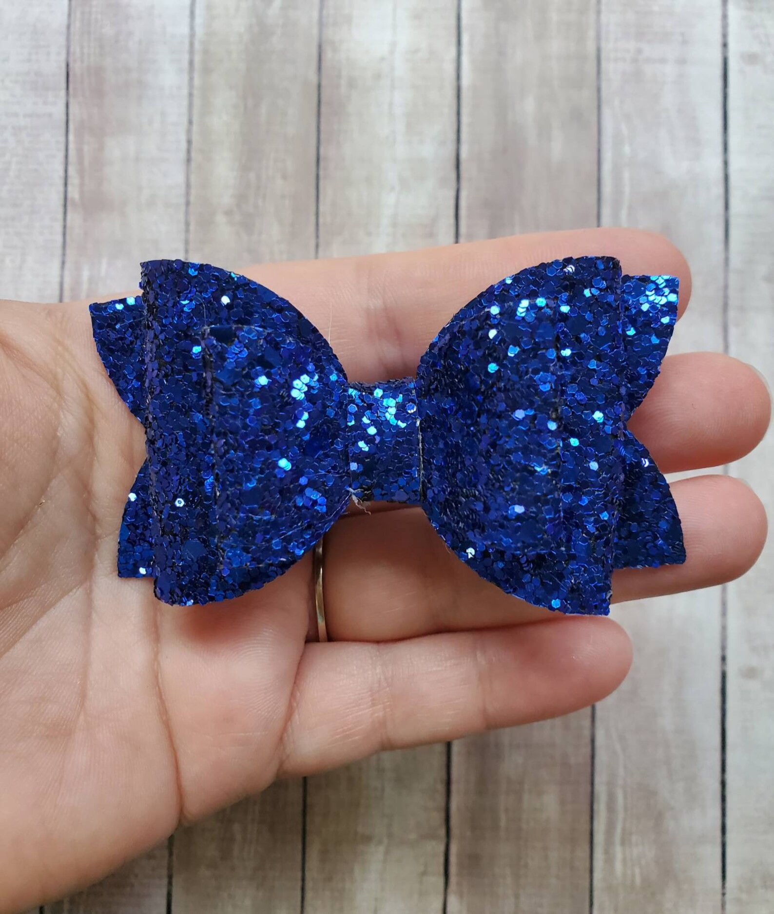 Blue Bow Hair Clip Blue Vinly Bow Blue glitter Bow Hair Etsy