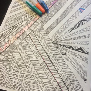 Adult Coloring Page, Coloring Sheet, Adult Colouring Pages, Printable PDF, Instant Download, Geometric, Lines, Diamonds, Tribal