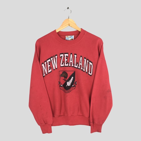 Vintage New Zealand Aotearoa Red Sweatshirt Large New Zealand Aotearoa Printed Logo Jumper New Zealand State Souvenir Sweater Size L