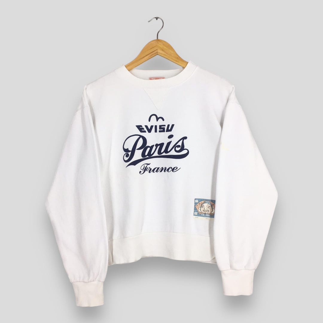 【新品】EVISU スウェット 上下 白 Lサイズ Vintage Evisu Paris France Women Sweatshirt Medium Evisu Daicock