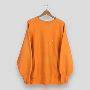 Vintage 1980&#39;s Champion Reverse Weave Orange Sweatshirt XLarge Champion Script Logo Embroidery Champion Usa Jumper Reverse Weave Sweater XL