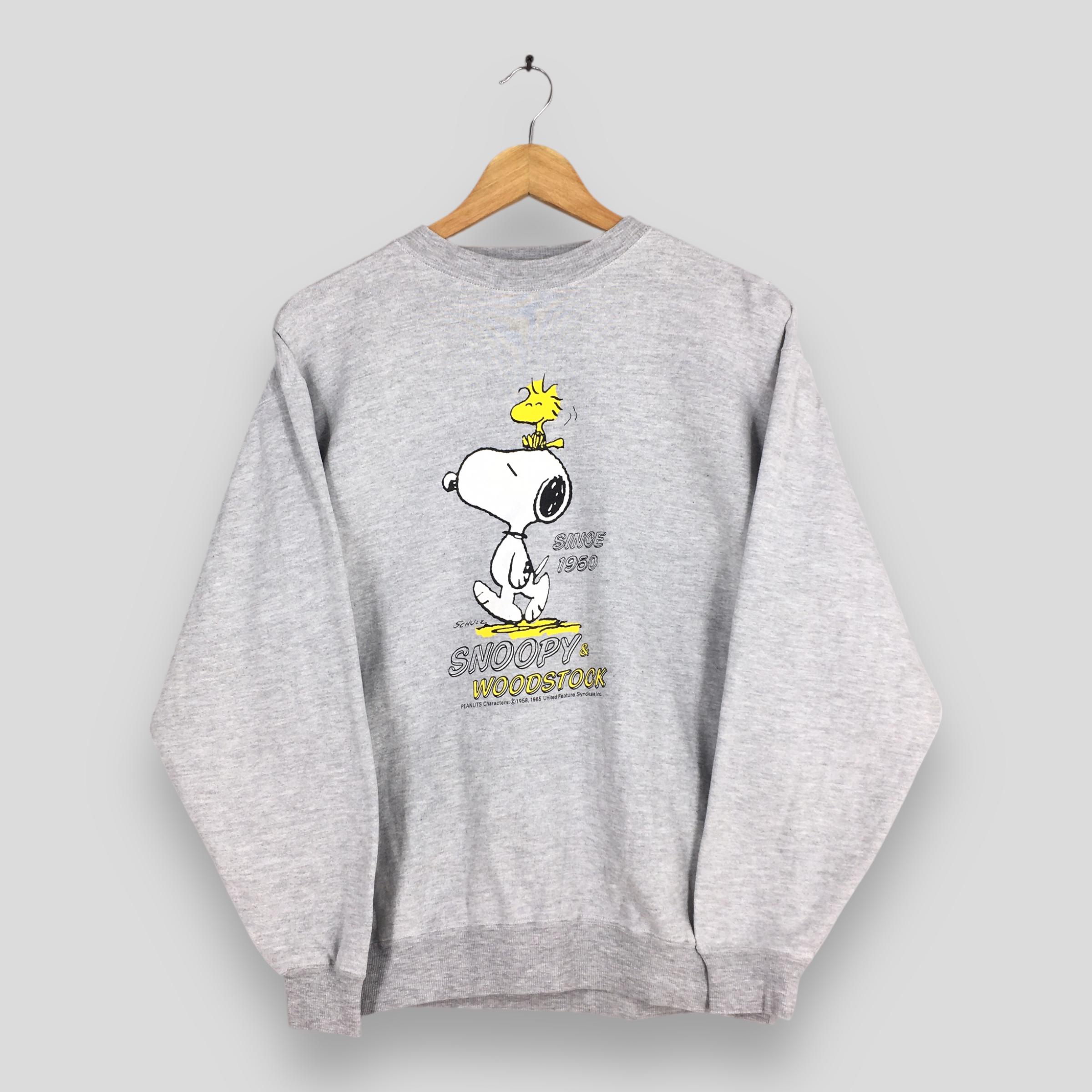 Vintage 90s Snoopy & Woodstock Gray Sweatshirt Medium Joe Cool