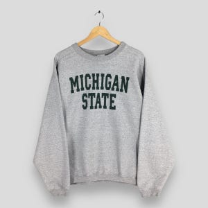 Vintage Michigan State University Sweatshirt XLarge Michigan State Spell Out Printed Crewneck Michigan State Spartans Football Sweater XL