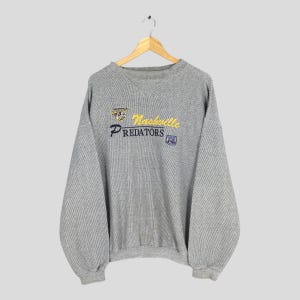 Felpa vintage grigia NHL dei Nashville Predators, taglia XL, maglione ricamato dei Nashville Predators, maglione della squadra di hockey su ghiaccio dei Nashville Predators, taglia XL