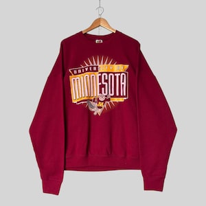 Vintage Minnesota Golden Gophers NCAA Sweatshirt 2XLarge University of Minnesota Printed Spell Out Crewneck The Gophers Football Sweater 2XL