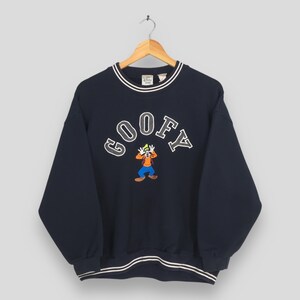 Vintage Goofy Mickey Mouse Disney Black Sweatshirt Large Walt