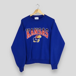 Vintage KU Kansas Jayhawks Sweatshirt Medium The University of Kansas Crewneck Kansas Jayhawk Football Printed Spell Out Logo Sweater Size M