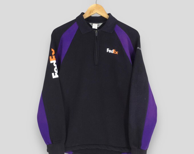 Vintage Fedex Corporation Black Sweatshirt Small Fedex Half Zipper ...